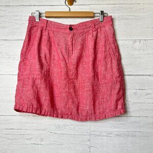 Horny Toad Skirt Womens Size 6 Coral Lithe Venti 100% Linen Drawstring Pockets